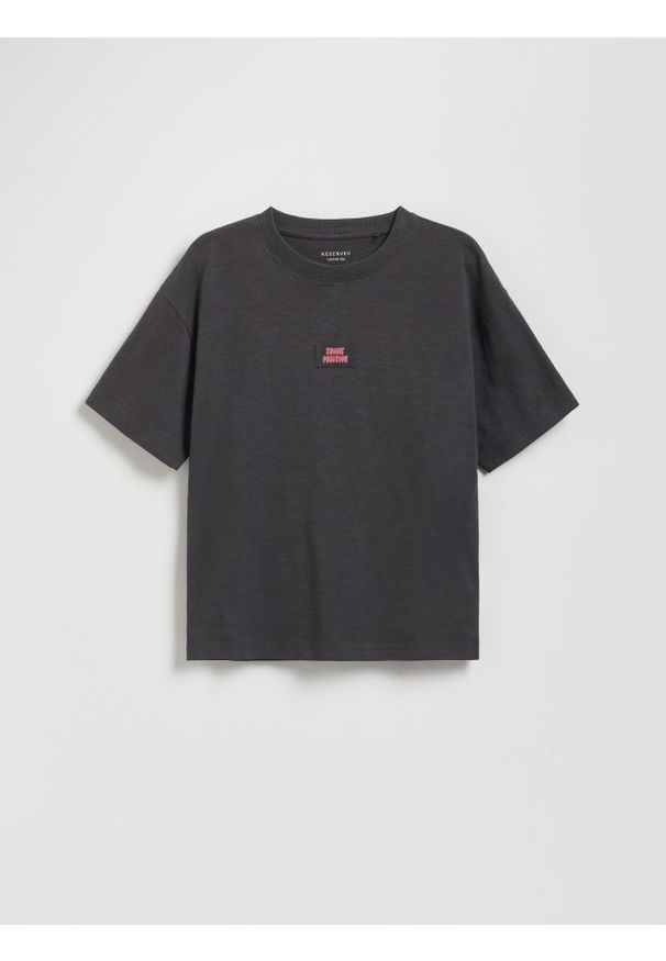 Reserved - Bawełniany t-shirt - ciemnoszary. Kolor: szary. Materiał: bawełna