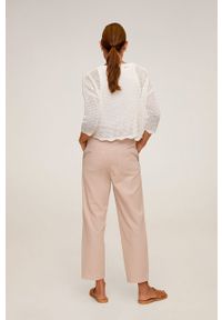 mango - Mango - Spodnie Relax. Stan: podwyższony. Kolor: różowy. Materiał: tkanina, bawełna #8