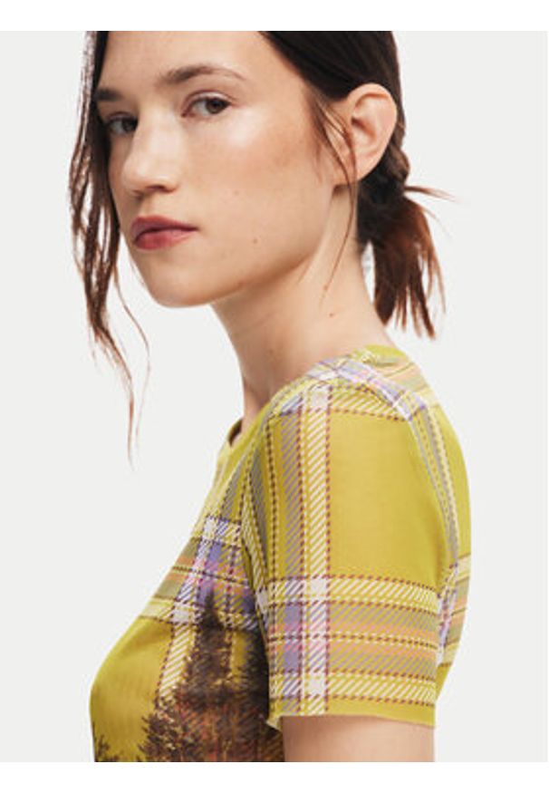 Desigual T-Shirt Double 24WWTK27 Kolorowy Slim Fit. Materiał: syntetyk. Wzór: kolorowy