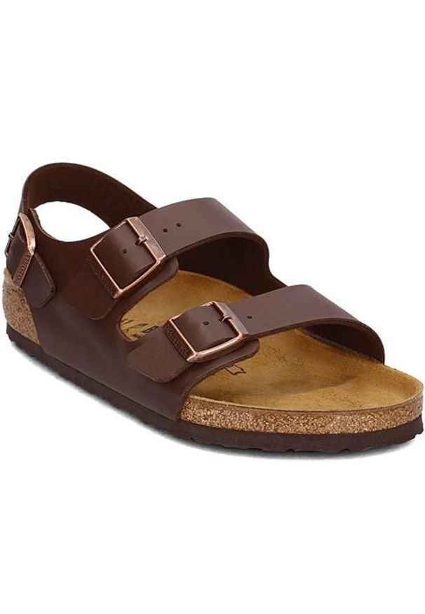 Buty do chodzenia męskie Birkenstock Milano. Zapięcie: klamry. Kolor: brązowy. Materiał: syntetyk, materiał, skóra. Szerokość cholewki: normalna. Sport: turystyka piesza