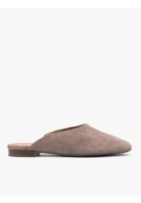 Ryłko - Szare klapki mule. Okazja: na co dzień. Kolor: szary. Materiał: skóra, welur. Styl: casual, street #1