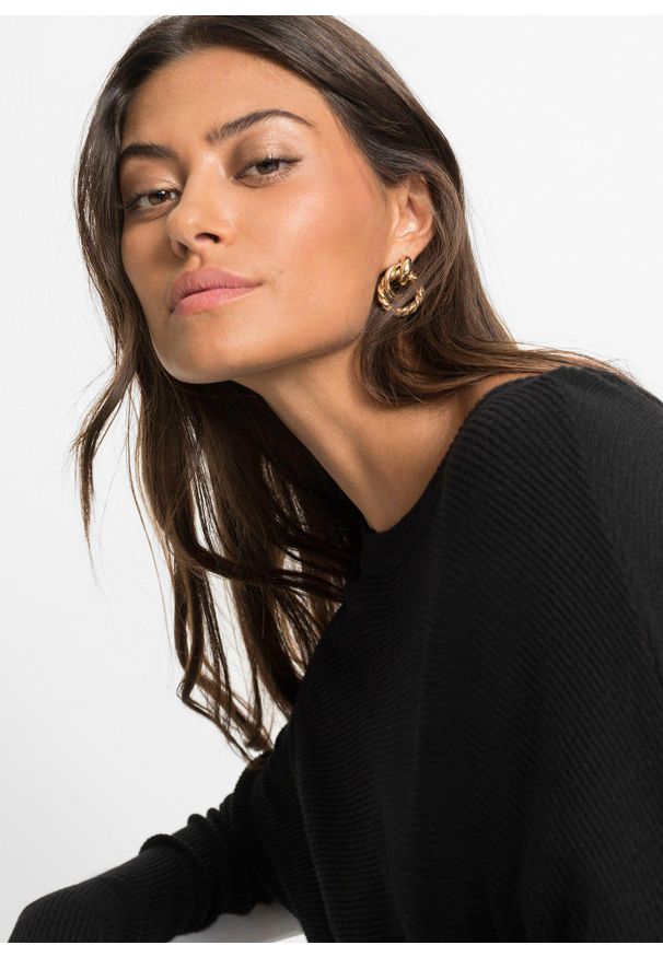 bonprix - Długi sweter z mieszanki wiskozy. Kolor: czarny. Materiał: wiskoza. Długość: długie