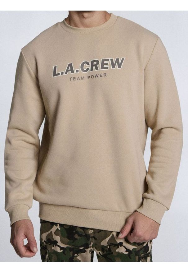 Sinsay - Bluza crewneck z napisem - beżowy. Kolor: beżowy. Wzór: napisy