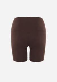 Born2be - Brązowe Szorty Kolarki z Wysokim Stanem i Przeszyciem w Talii Daemtora. Okazja: na co dzień, na spacer. Stan: podwyższony. Kolor: brązowy. Długość: krótkie. Styl: sportowy, casual #2