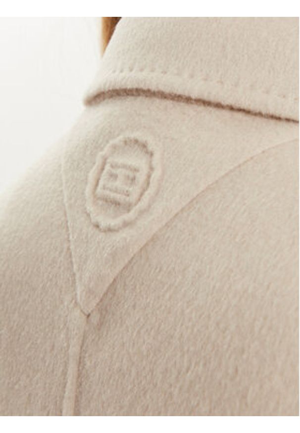 TOMMY HILFIGER - Tommy Hilfiger Płaszcz wełniany WW0WW42621 Beżowy Regular Fit. Kolor: beżowy. Materiał: syntetyk