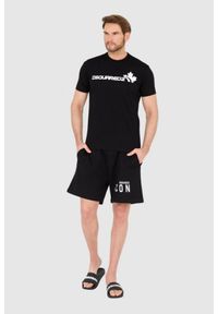 DSQUARED2 Czarny męski bawełniany t-shirt z dużym logo, Rozmiar XL. Kolor: czarny. Materiał: bawełna #5