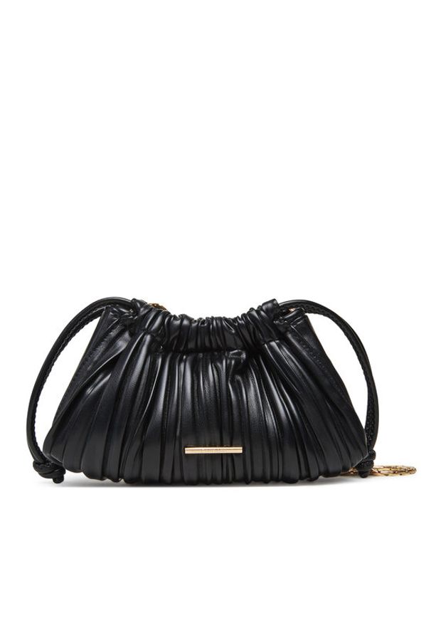 Calvin Klein Torebka Drawstring Plisse Conv Mini Cb P LV04F3077G Czarny. Kolor: czarny. Materiał: skórzane