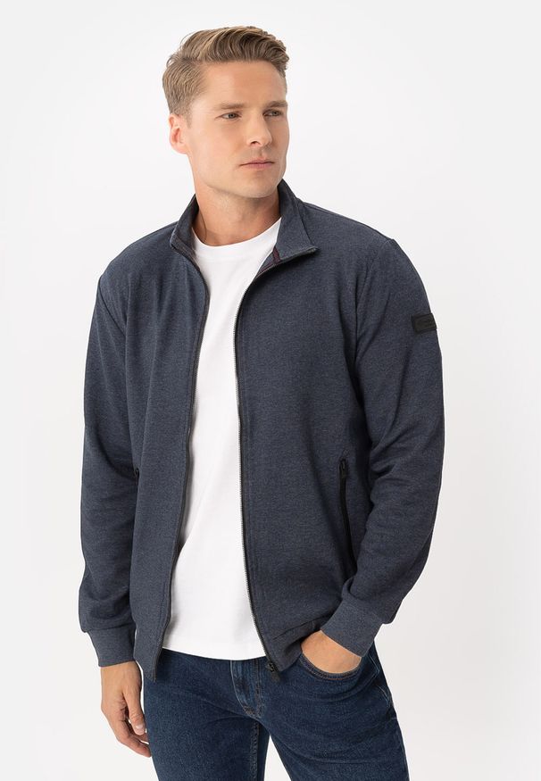 Volcano - Bawełniana bluza męska B-SWED. Okazja: na co dzień. Typ kołnierza: kołnierzyk stójkowy. Materiał: bawełna. Wzór: melanż, gładki. Styl: klasyczny, casual