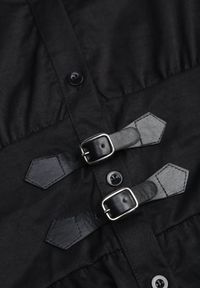 Born2be - Czarna Sukienka Koszulowa z Modelującym Przeszyciem ze Sprzączkami w Talii Puresa. Okazja: do pracy, na co dzień, na spotkanie biznesowe. Kolor: czarny. Typ sukienki: koszulowe. Styl: biznesowy, casual #7