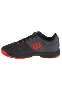 Buty do tenisa męskie, Wilson Kaos Comp 3.0. Zapięcie: sznurówki. Kolor: czarny. Materiał: materiał, syntetyk. Szerokość cholewki: normalna. Sport: tenis, turystyka piesza