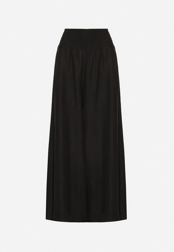 Born2be - Czarne Spodnie Szerokie z Szeroką Gumką w Talii Koririelle. Okazja: na co dzień. Kolor: czarny. Styl: casual, elegancki