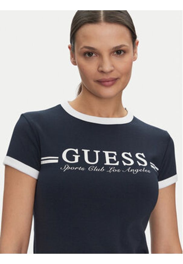 Guess Sukienka codzienna V5GK02 KCQX1 Granatowy Slim Fit. Okazja: na co dzień. Kolor: niebieski. Materiał: bawełna. Typ sukienki: proste. Styl: casual