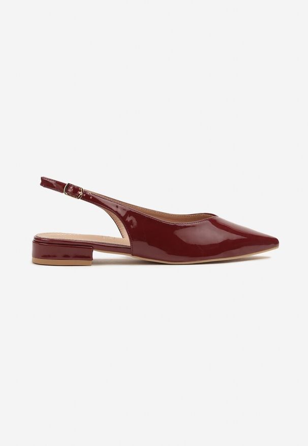 Renee - Bordowe Sandały Slingback Vices z Wkładką ze Skóry Naturalnej Lisanilis. Okazja: na spotkanie biznesowe, na spacer. Zapięcie: pasek. Kolor: czerwony. Materiał: skóra. Obcas: na obcasie. Styl: biznesowy