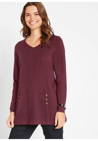bonprix - Długi shirt z bawełny organicznej. Kolor: czerwony. Materiał: bawełna. Długość: długie #1
