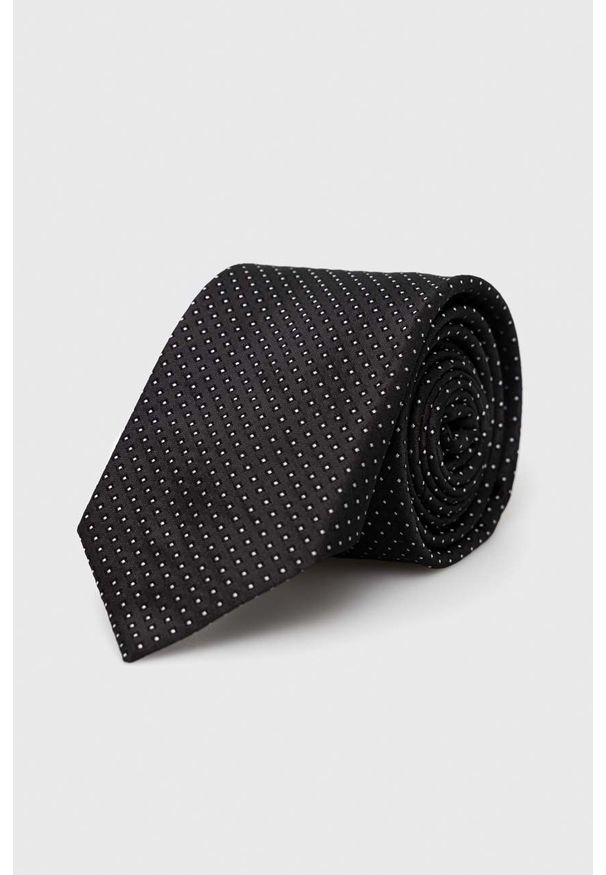 BOSS krawat jedwabny kolor czarny. Kolor: czarny. Materiał: jedwab
