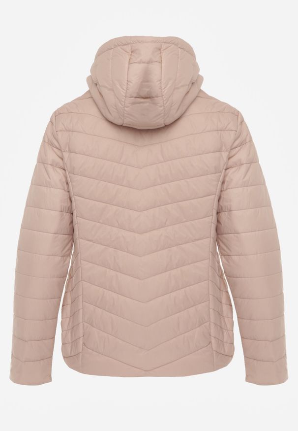 Born2be - Beżowa Przejściowa Kurtka Pikowana z Odpinanym Kapturem Edrelith. Okazja: na co dzień. Kolor: beżowy. Materiał: nylon, jeans. Styl: casual