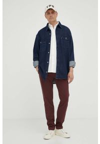 Marc O'Polo koszula męska kolor beżowy relaxed z kołnierzykiem button-down. Typ kołnierza: button down, polo. Kolor: beżowy. Materiał: bawełna #5