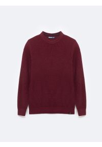 Big-Star - Sweter męski bawełniany bordowy Carlo 604. Okazja: na co dzień. Kolor: czerwony. Materiał: bawełna. Wzór: ze splotem. Styl: klasyczny, elegancki, casual