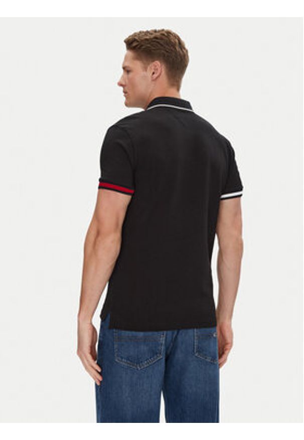 TOMMY HILFIGER - Tommy Hilfiger Polo Flag Cuff MW0MW38458 Czarny Slim Fit. Typ kołnierza: polo. Kolor: czarny. Materiał: bawełna