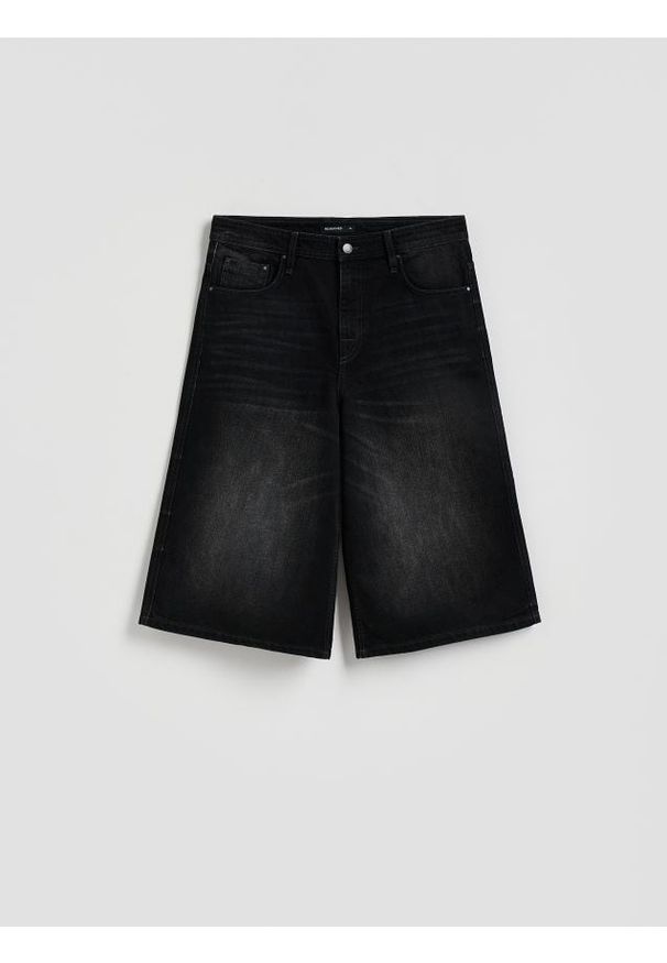 Reserved - Jeansowe szorty baggy - szary. Kolor: szary. Materiał: jeans