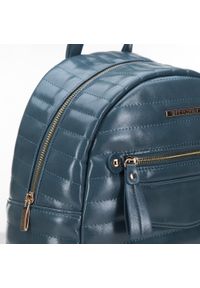 Wittchen - Damski plecak z błyszczącej ekoskóry. Kolor: niebieski. Materiał: skóra ekologiczna. Wzór: paski, haft. Styl: casual, elegancki, sportowy #2