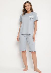 Born2be - Jasnoszary Komplet Piżamowy T-shirt i Spodnie Milarunea. Kolekcja: plus size. Kolor: szary