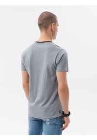 Ombre Clothing - T-shirt męski bawełniany - szary V1 S1385 - XXL. Kolor: szary. Materiał: bawełna. Styl: klasyczny