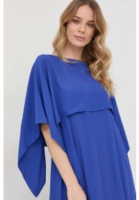 Liviana Conti sukienka z domieszką jedwabiu midi. Typ kołnierza: dekolt w karo. Kolor: niebieski. Materiał: jedwab. Długość rękawa: na ramiączkach. Typ sukienki: rozkloszowane. Długość: midi #2