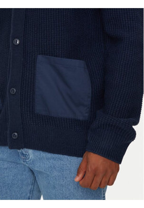 Wrangler Kardigan 112357288 Granatowy Relaxed Fit. Kolor: niebieski. Materiał: wełna