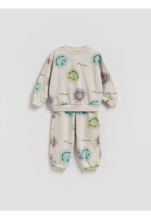 Reserved - Bawełniany komplet SmileyWorld® - jasnoszary. Kolor: szary. Materiał: bawełna