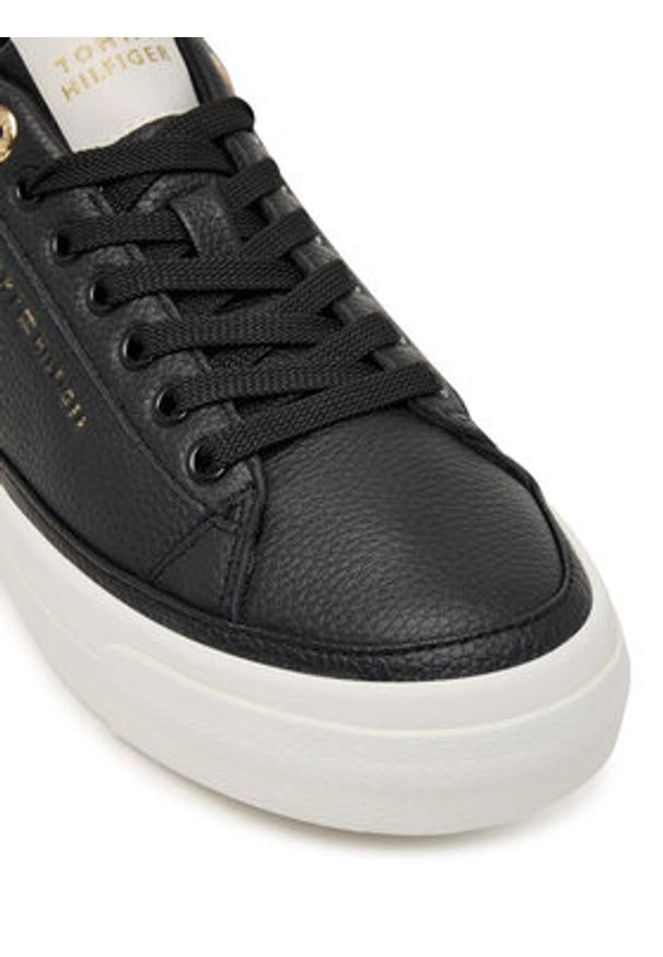 TOMMY HILFIGER - Tommy Hilfiger Sneakersy Th Foxing Platform Leather FW0FW09018 Czarny. Kolor: czarny. Materiał: skóra. Obcas: na platformie