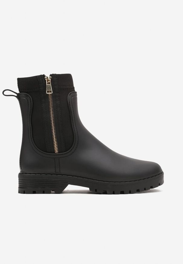 Renee - Czarne Kalosze z Elastyczną Cholewką i Suwakiem Seidle. Okazja: na co dzień. Kolor: czarny. Szerokość cholewki: normalna. Styl: casual, elegancki