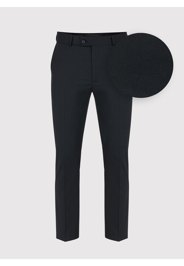 Pako Lorente - Gładkie czarne spodnie garniturowe P000B-6G-001-C-S. Kolor: czarny. Materiał: poliester, wełna. Wzór: gładki