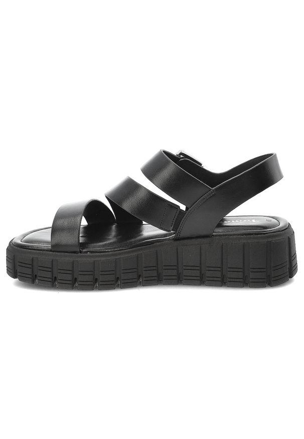 Sandały damskie Tamaris, cholewka ze skóry ekologicznej zapinane na rzep masywna podeszwa, czarne, 1-28233-46 001. Zapięcie: rzepy. Kolor: czarny. Materiał: skóra ekologiczna