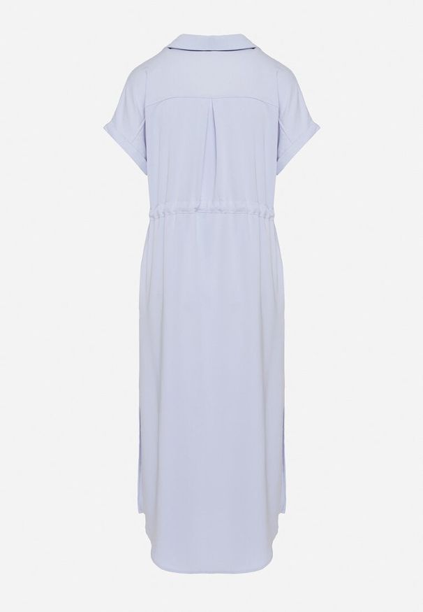 Born2be - Niebieska Koszulowa Sukienka z Krótkim Rękawem Zapinana na Guziki z Materiałowym Paskiem Piantia. Okazja: na imprezę, na co dzień. Kolor: niebieski. Materiał: materiał. Długość rękawa: krótki rękaw. Sezon: wiosna, lato. Typ sukienki: koszulowe. Styl: casual, elegancki