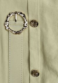 Renee - Zielona Rozkloszowana Spódnica z Kieszonkami i Paskiem z Klamrą Qualea. Okazja: na co dzień. Kolor: zielony. Materiał: wiskoza, bawełna, materiał. Styl: casual, elegancki #6