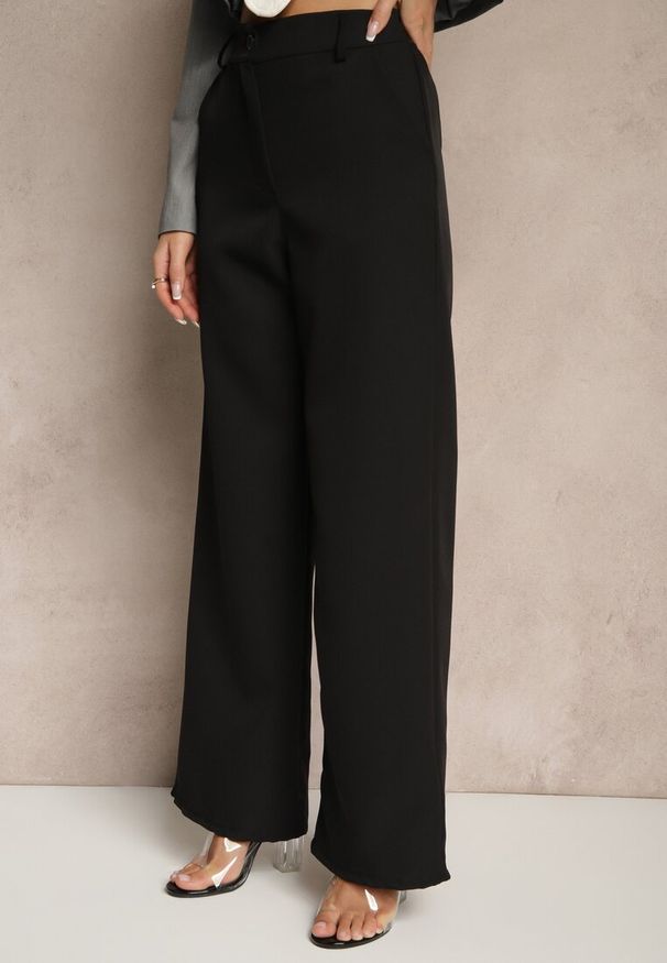 Renee - Czarne Spodnie Garniturowe High Waist Viviorea. Okazja: na spotkanie biznesowe. Stan: podwyższony. Kolor: czarny. Styl: klasyczny, biznesowy