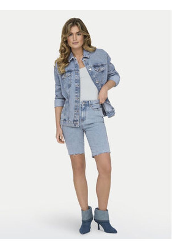 only - ONLY Szorty jeansowe Emily 15311259 Niebieski Straight Fit. Kolor: niebieski. Materiał: bawełna
