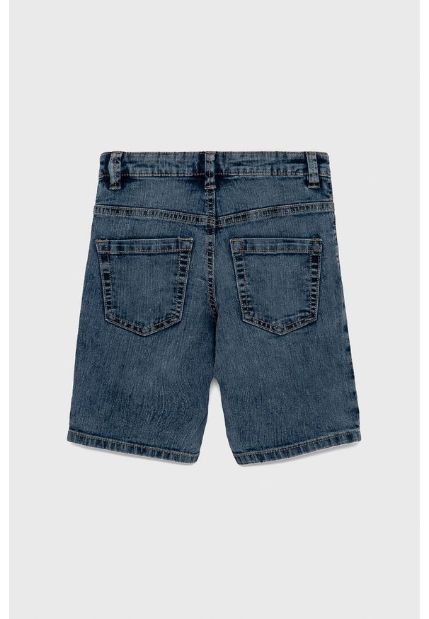 United Colors of Benetton Szorty jeansowe dziecięce regulowana talia. Okazja: na co dzień. Kolor: niebieski. Materiał: jeans. Długość: długie. Styl: casual