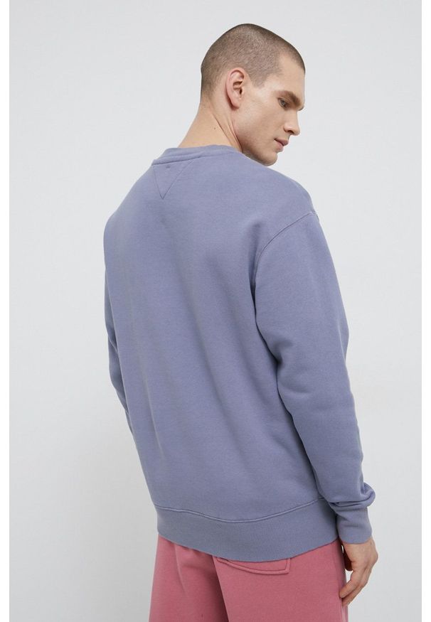 Tommy Jeans Bluza męska kolor fioletowy z aplikacją. Kolor: fioletowy. Materiał: bawełna. Wzór: aplikacja