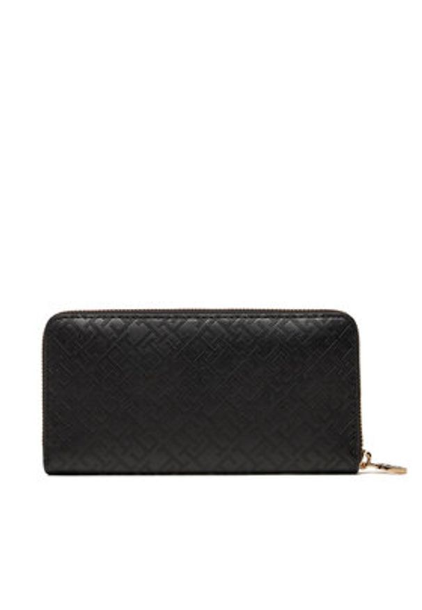 TOMMY HILFIGER - Tommy Hilfiger Duży Portfel Damski Th Distinct Lrg Za Mono AW0AW17258 Czarny. Kolor: czarny. Materiał: skóra