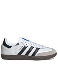 Adidas - Buty młodzieżowe adidas Originals Samba OG IE3675 - białe. Okazja: na co dzień. Zapięcie: sznurówki. Kolor: biały. Materiał: zamsz, skóra, syntetyk, guma. Szerokość cholewki: normalna
