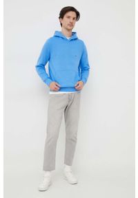 TOMMY HILFIGER - Tommy Hilfiger bluza męska kolor niebieski z kapturem gładka. Typ kołnierza: kaptur. Kolor: niebieski. Wzór: gładki #5