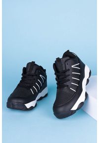 Casu - Czarne buty sportowe sznurowane casu 201i/bw. Kolor: czarny, wielokolorowy, biały