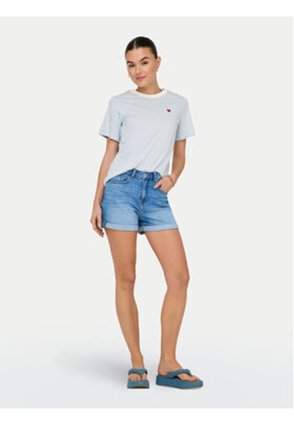 JDY T-Shirt Pisa 15298612 Błękitny Regular Fit. Kolor: niebieski. Materiał: bawełna