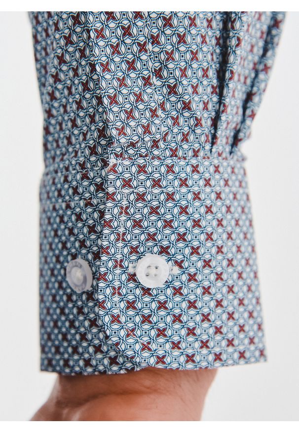 Pako Lorente - PAKO LORENTE - Koszula męska we wzór geometryczny. Materiał: elastan, bawełna. Długość rękawa: długi rękaw. Długość: długie. Wzór: geometria