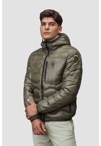 Blauer USA - BLAUER Zielona męska kurtka Wave Short Jackets. Okazja: na co dzień. Kolor: czarny. Materiał: poliamid. Styl: casual