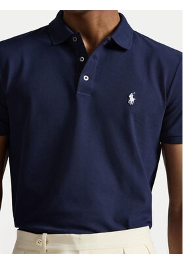 Polo Ralph Lauren Polo 710941439038 Granatowy Custom Slim Fit. Typ kołnierza: polo. Kolor: niebieski. Materiał: bawełna