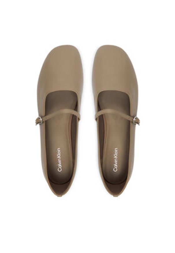 Calvin Klein Baleriny Oblique Ballerina Mj Lth Hdw HW0HW02847 Brązowy. Kolor: brązowy. Materiał: skóra