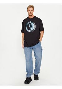 Versace Jeans Couture T-Shirt 75GAHF05 Czarny Oversize. Kolor: czarny. Materiał: bawełna